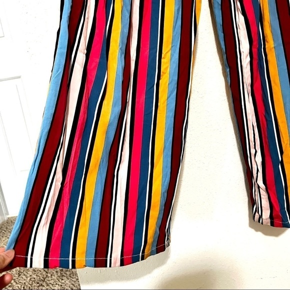 GUESS Women's rainbow stripes bohemian Strapless Jumpsuit wide leg womens XS - Picture 6 of 10